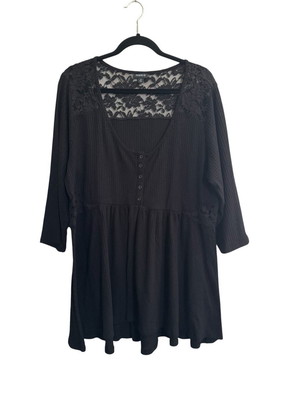 Torrid Babydoll Floral Lace Peplum Tunic Top Plus 3X Dark Fairy Witchy #7305